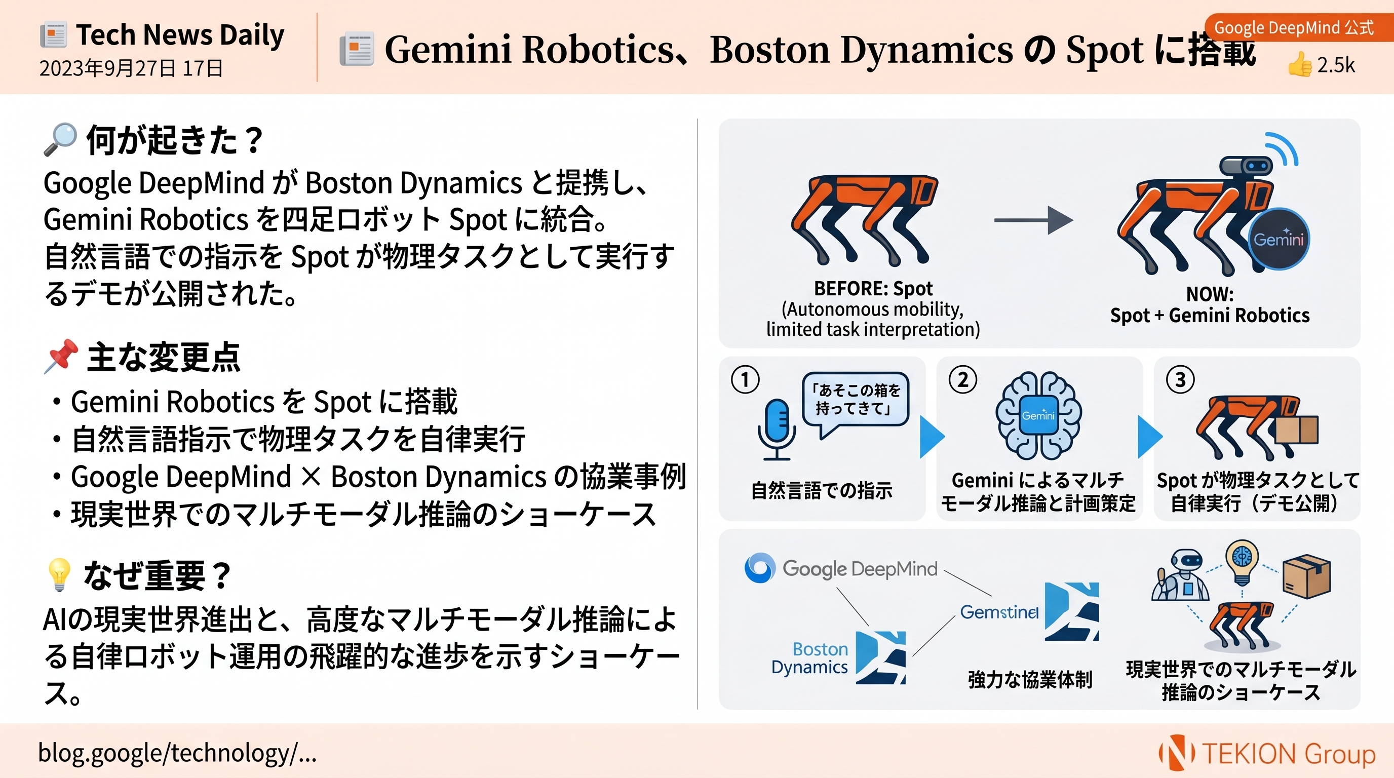 Gemini Robotics、Boston Dynamics の Spot に搭載