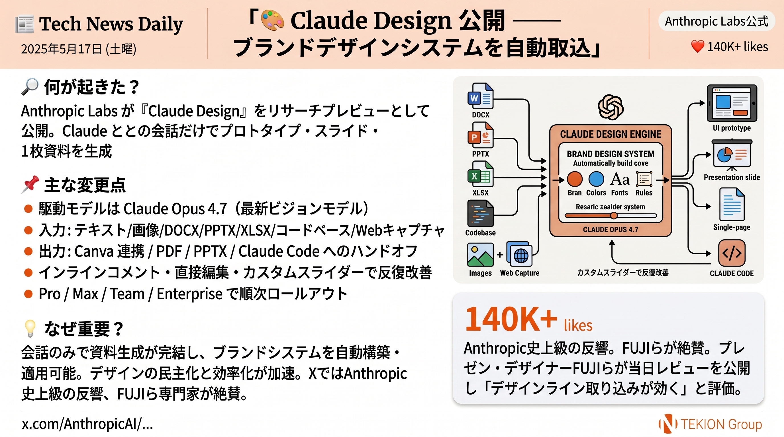 Claude Design 公開 — ブランドデザインシステムを自動取込