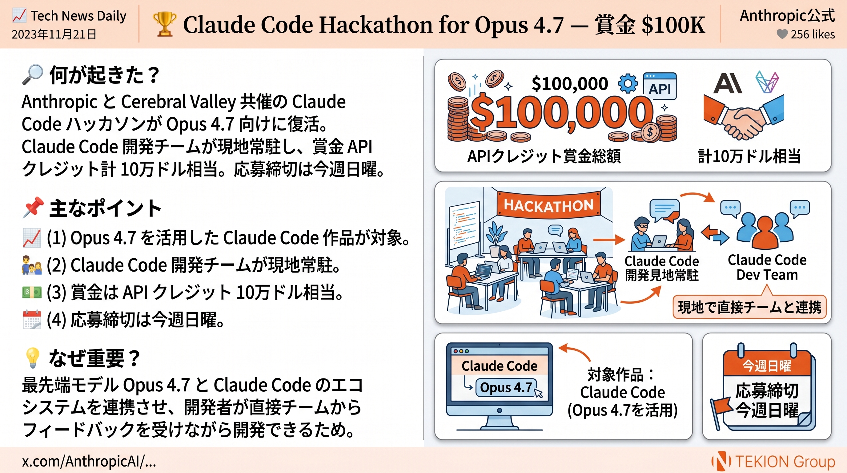 Claude Code Hackathon for Opus 4.7 — 賞金 $100K