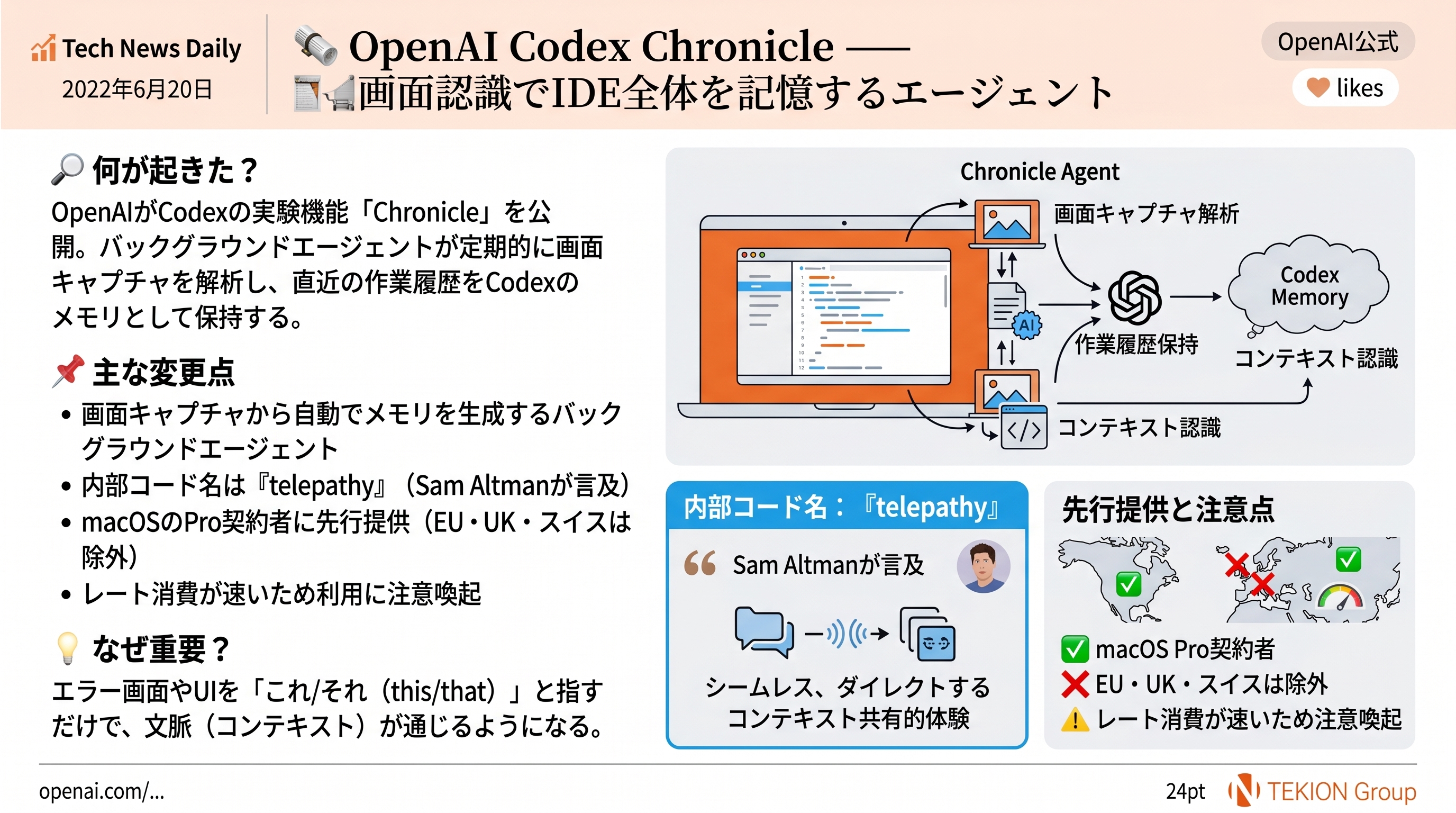 OpenAI Codex Chronicle — 画面認識でIDE全体を記憶するエージェント