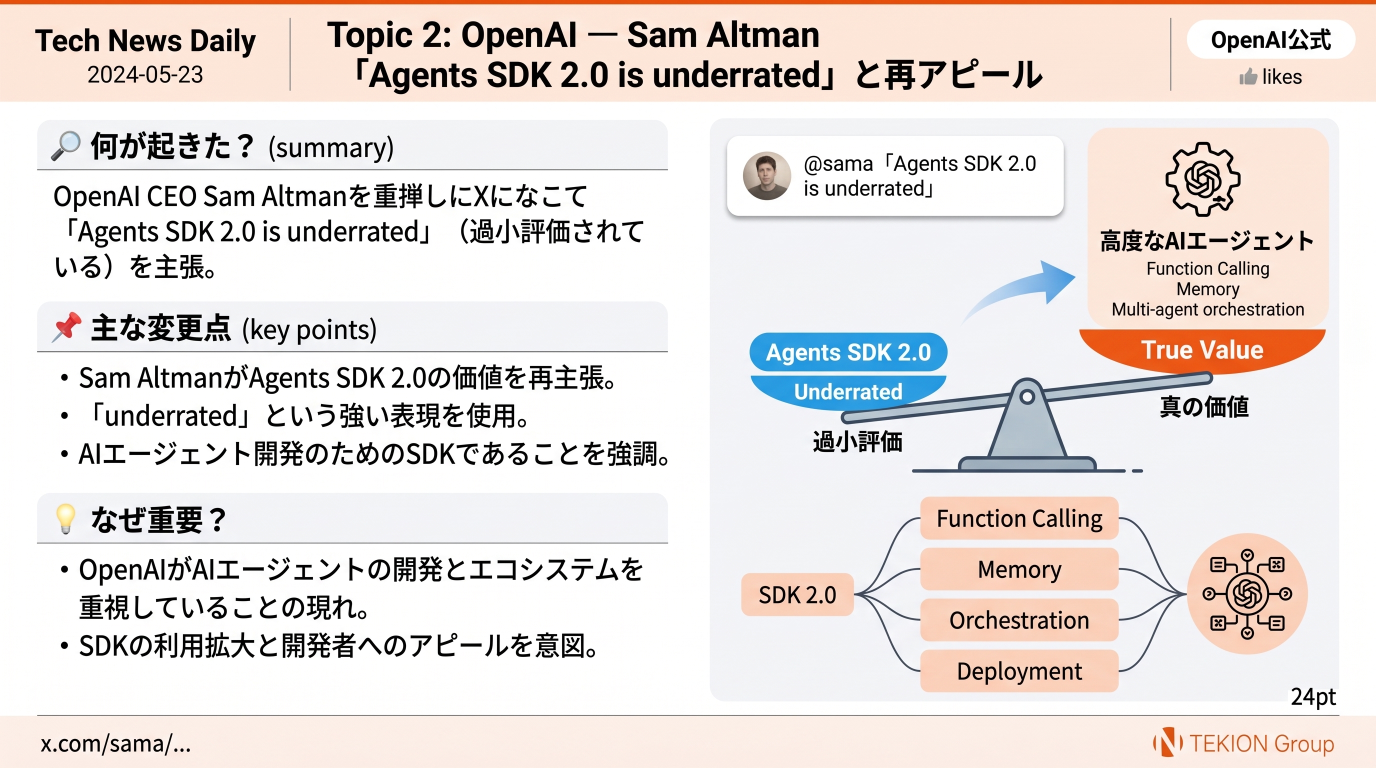 OpenAI — Sam Altman 「Agents SDK 2.0 is underrated」と CEO 自ら再アピール