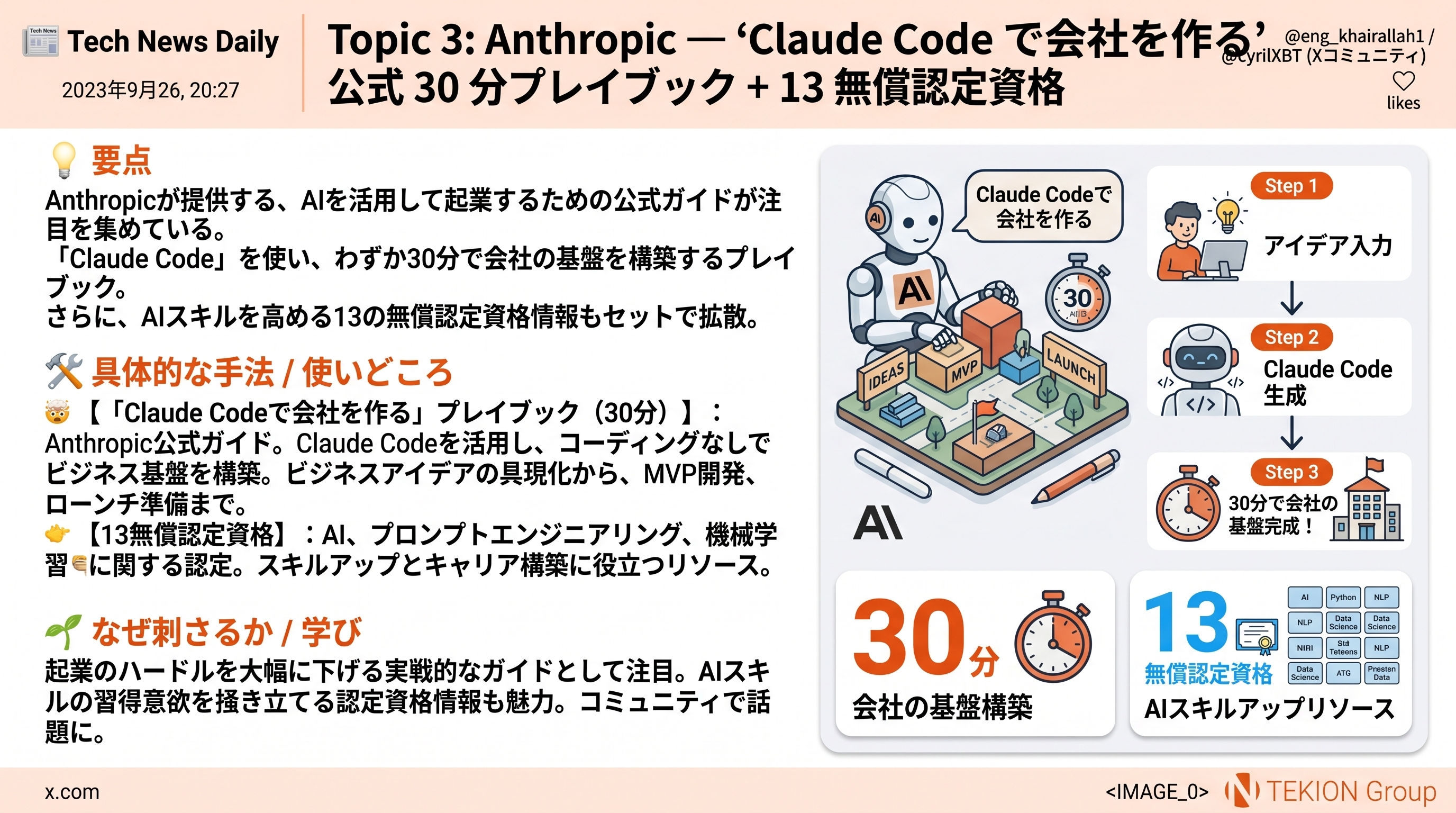 Anthropic — 公式 30 分『Claude Code で会社を作る』プレイブック動画 + 13 無償認定資格