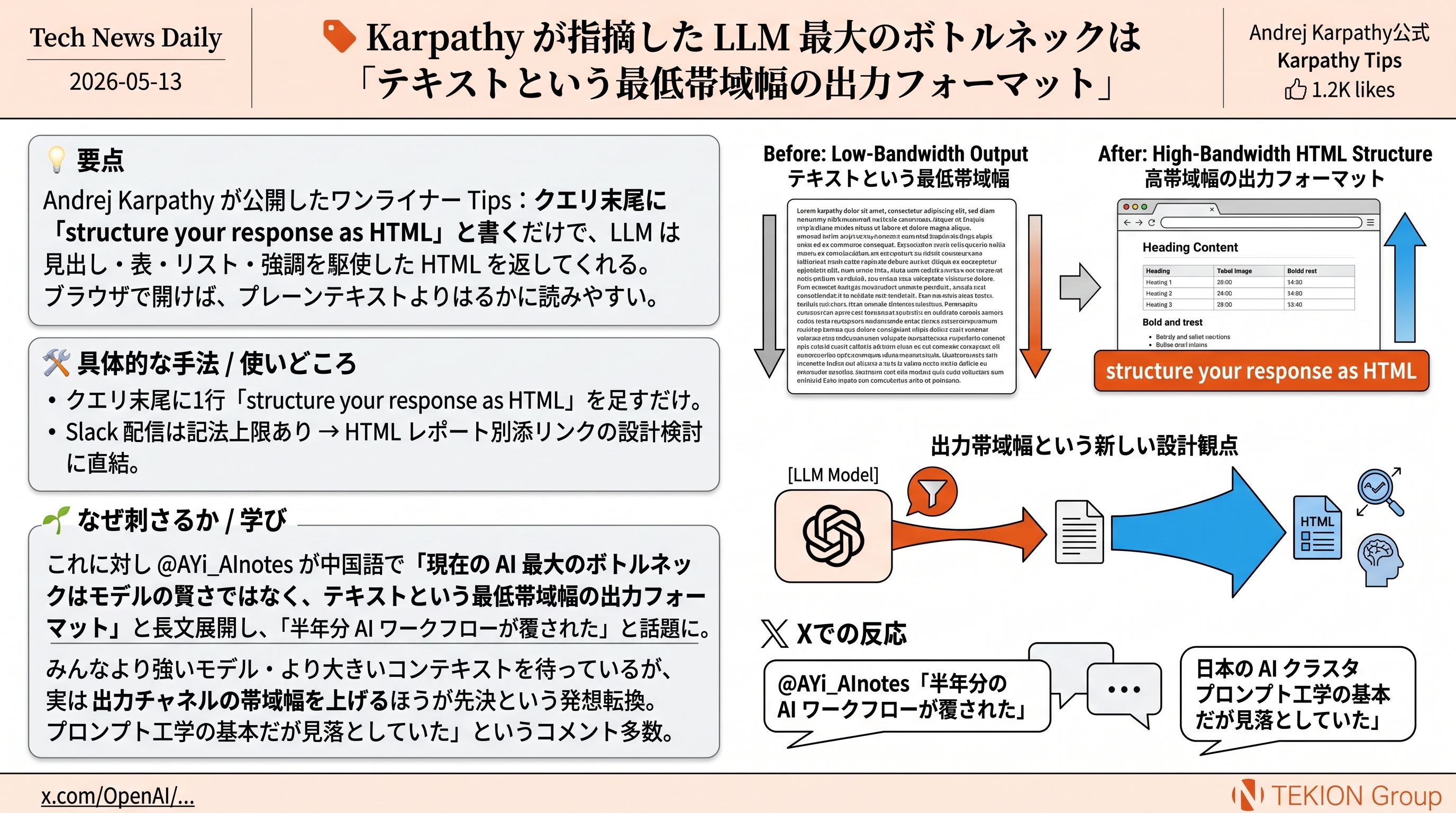 Karpathy指摘: LLM最大ボトルネックは「テキスト」という最低帯域幅の出力フォーマット