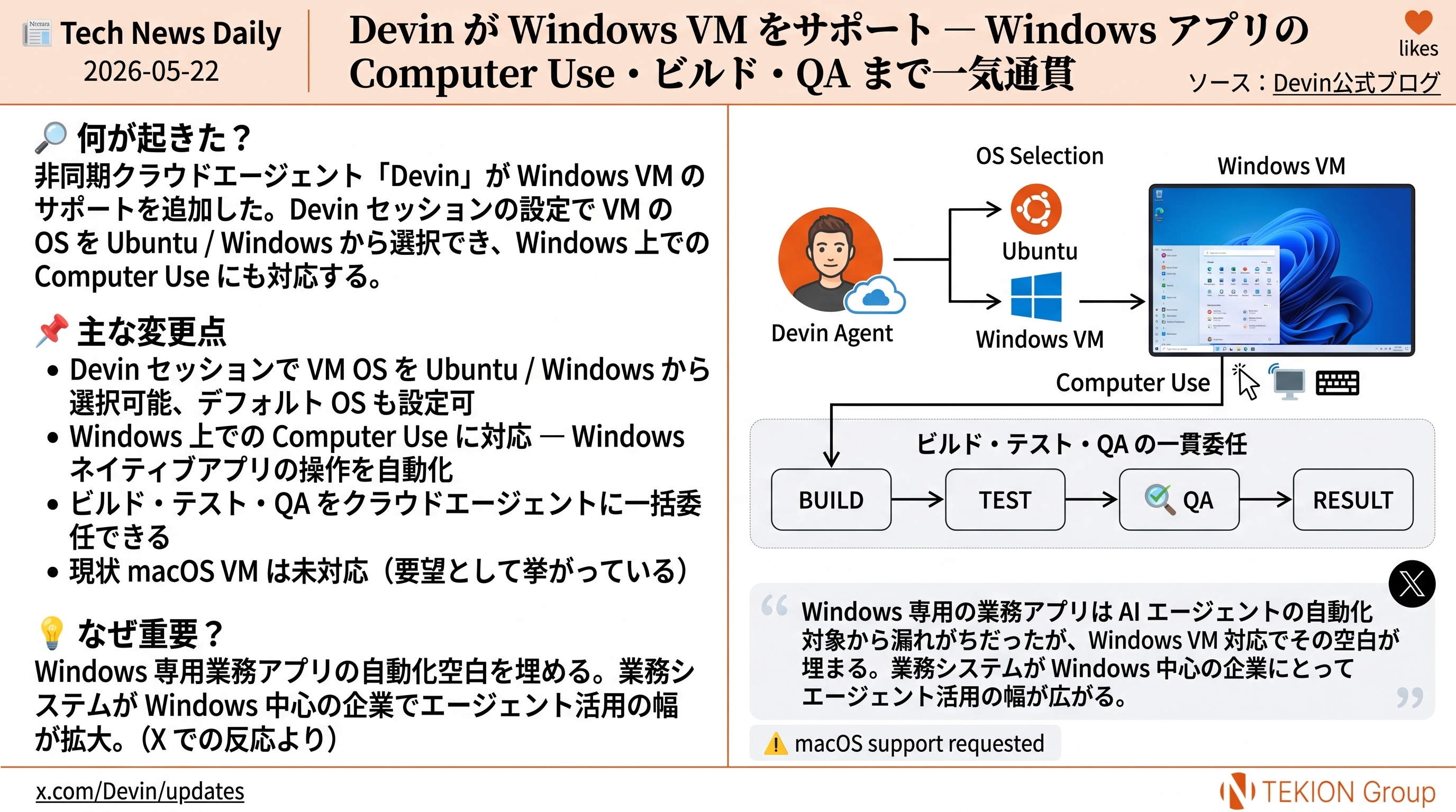 Devin が Windows VM をサポート — Windows アプリの Computer Use・ビルド・QA まで一気通貫