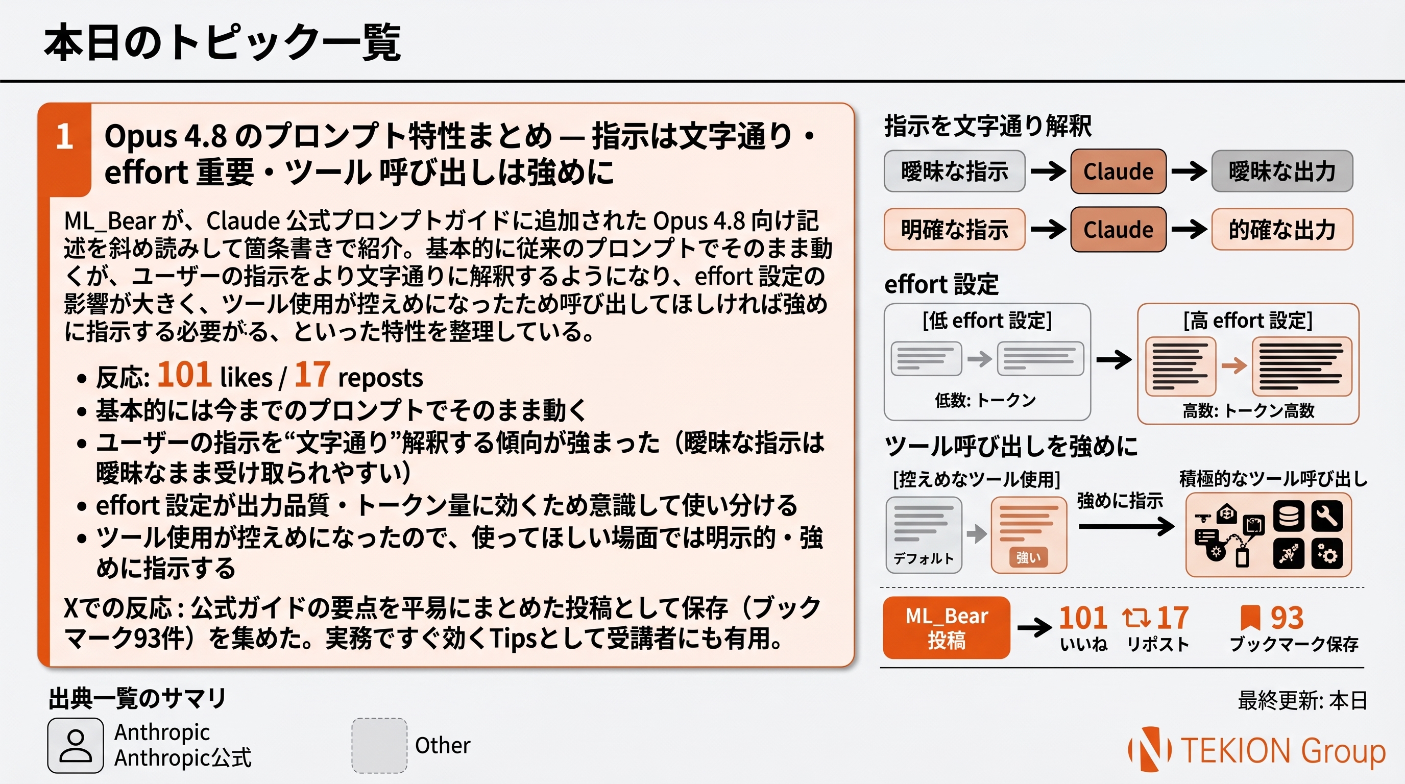 Opus 4.8 のプロンプト特性まとめ — 指示は文字通り・effort 重要・ツール呼び出しは強めに