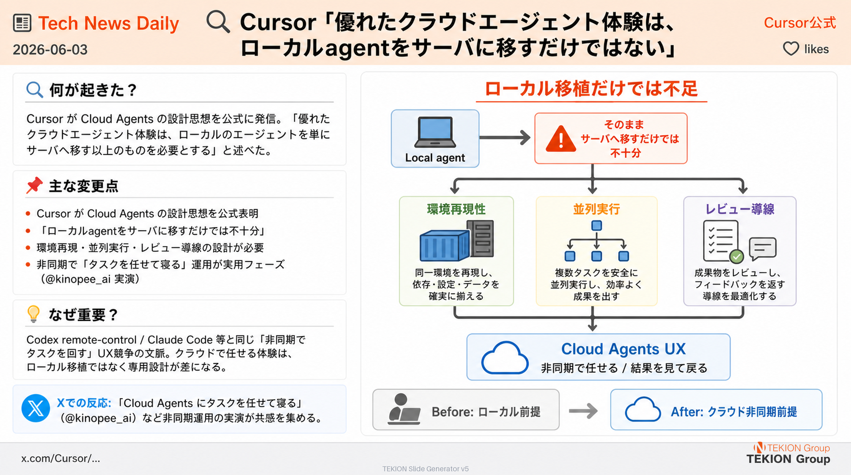 Cursor「優れたクラウドエージェント体験は、ローカルagentをサーバに移すだけではない」