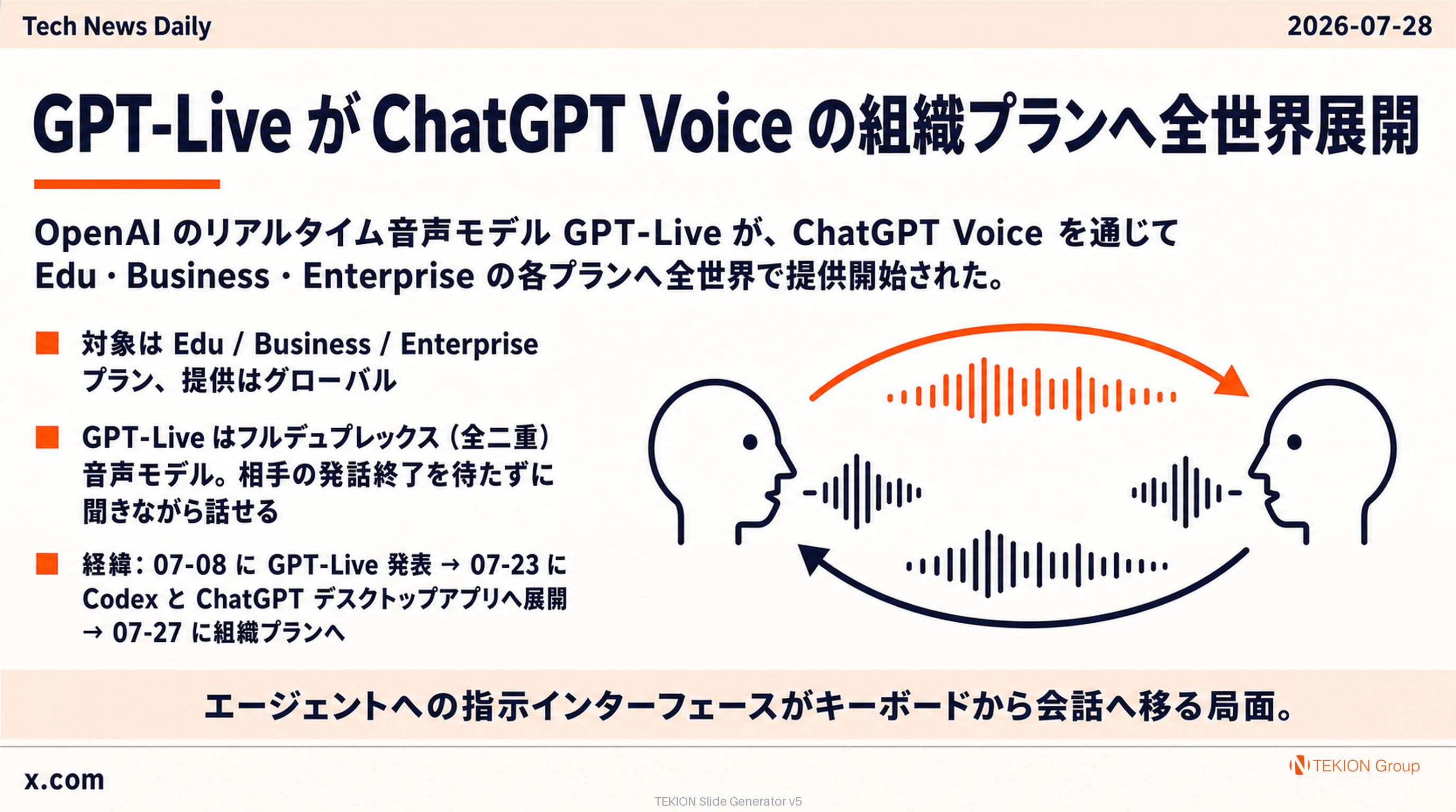 GPT-Live が ChatGPT Voice の Edu / Business / Enterprise プランへ全世界展開