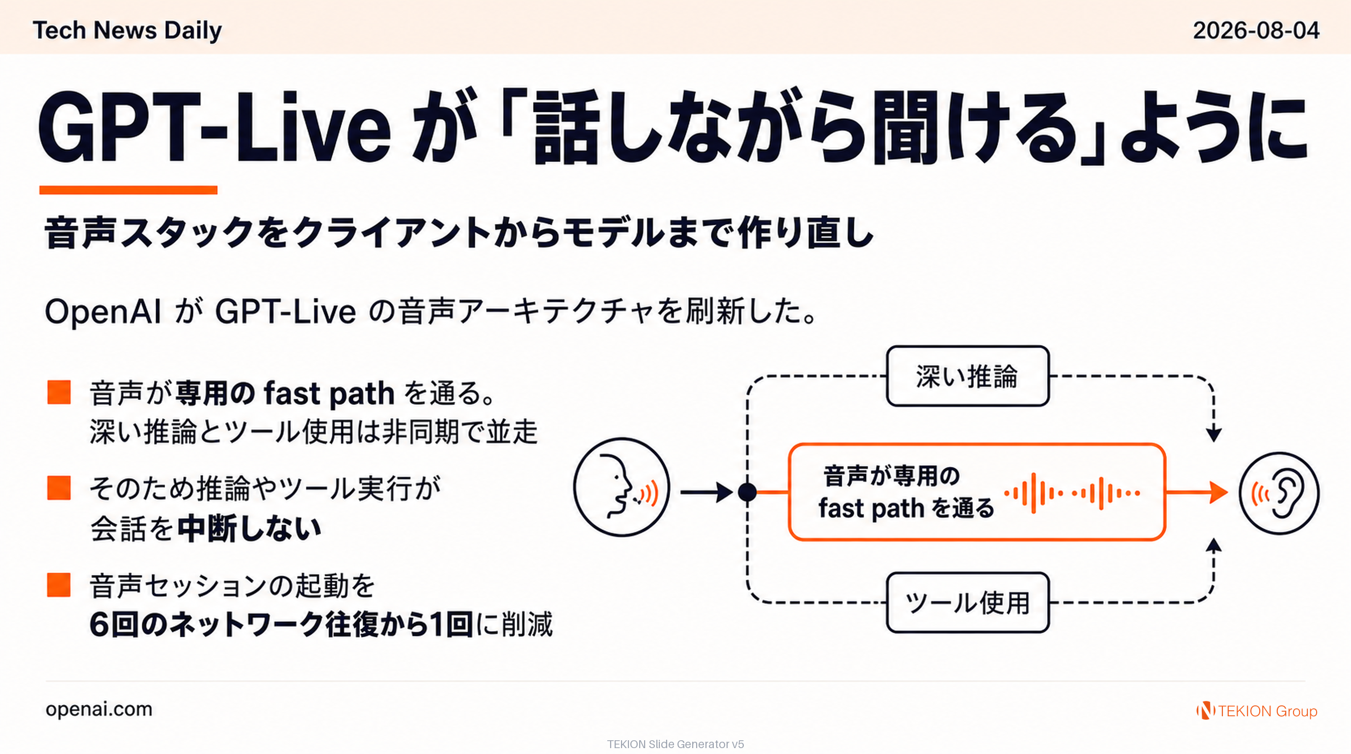 GPT-Live が「話しながら聞ける」ように — 音声スタックをクライアントからモデルまで作り直し