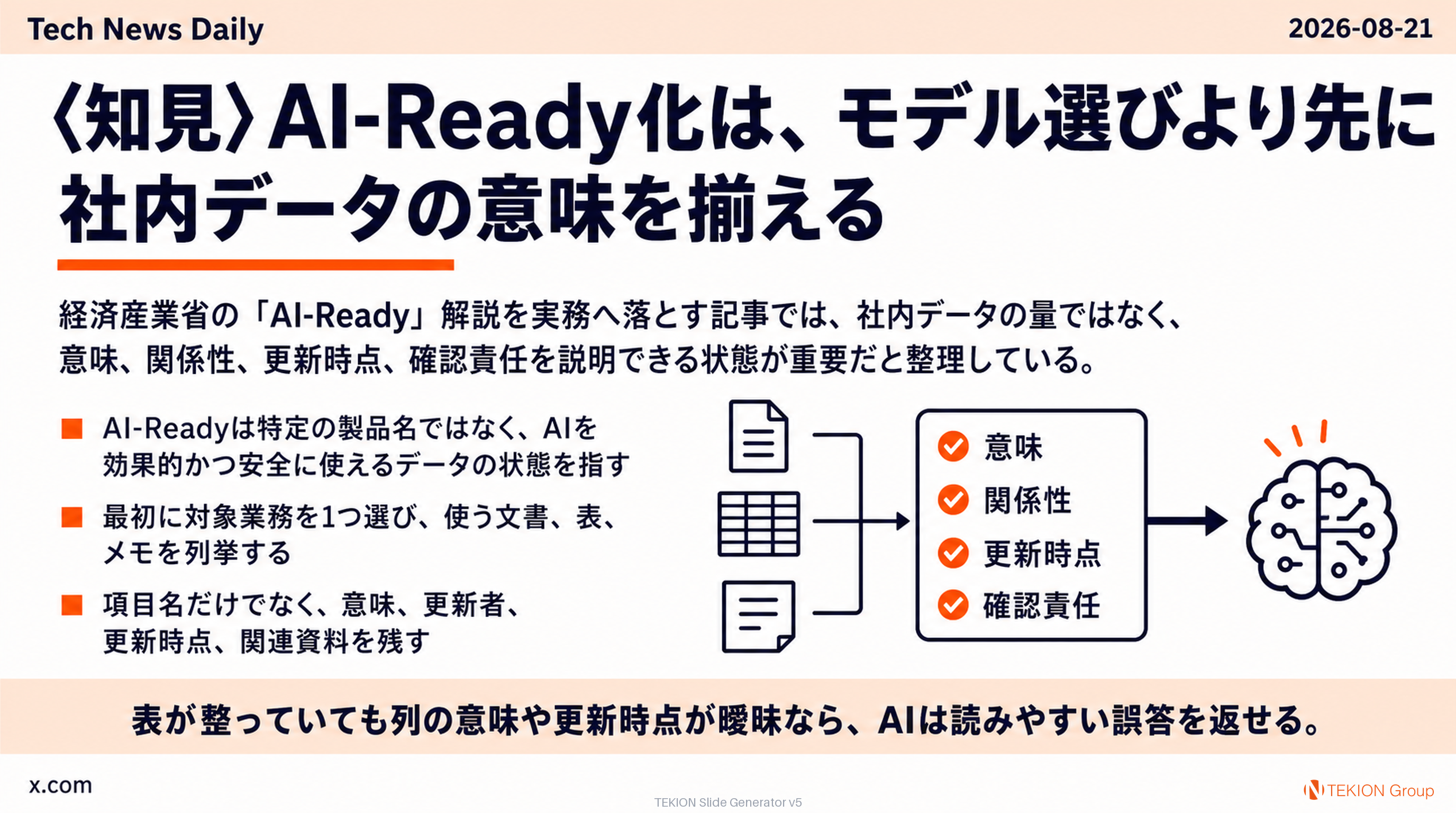 〈知見〉AI-Ready化は、モデル選びより先に社内データの意味を揃える