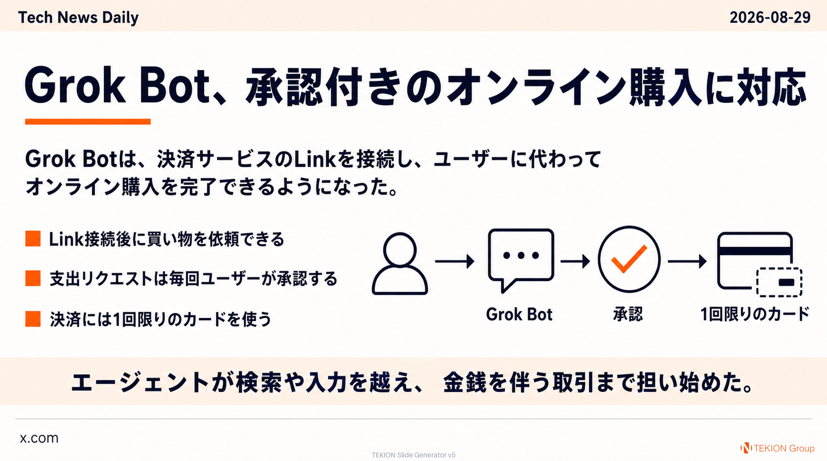 Grok Bot、承認付きのオンライン購入に対応