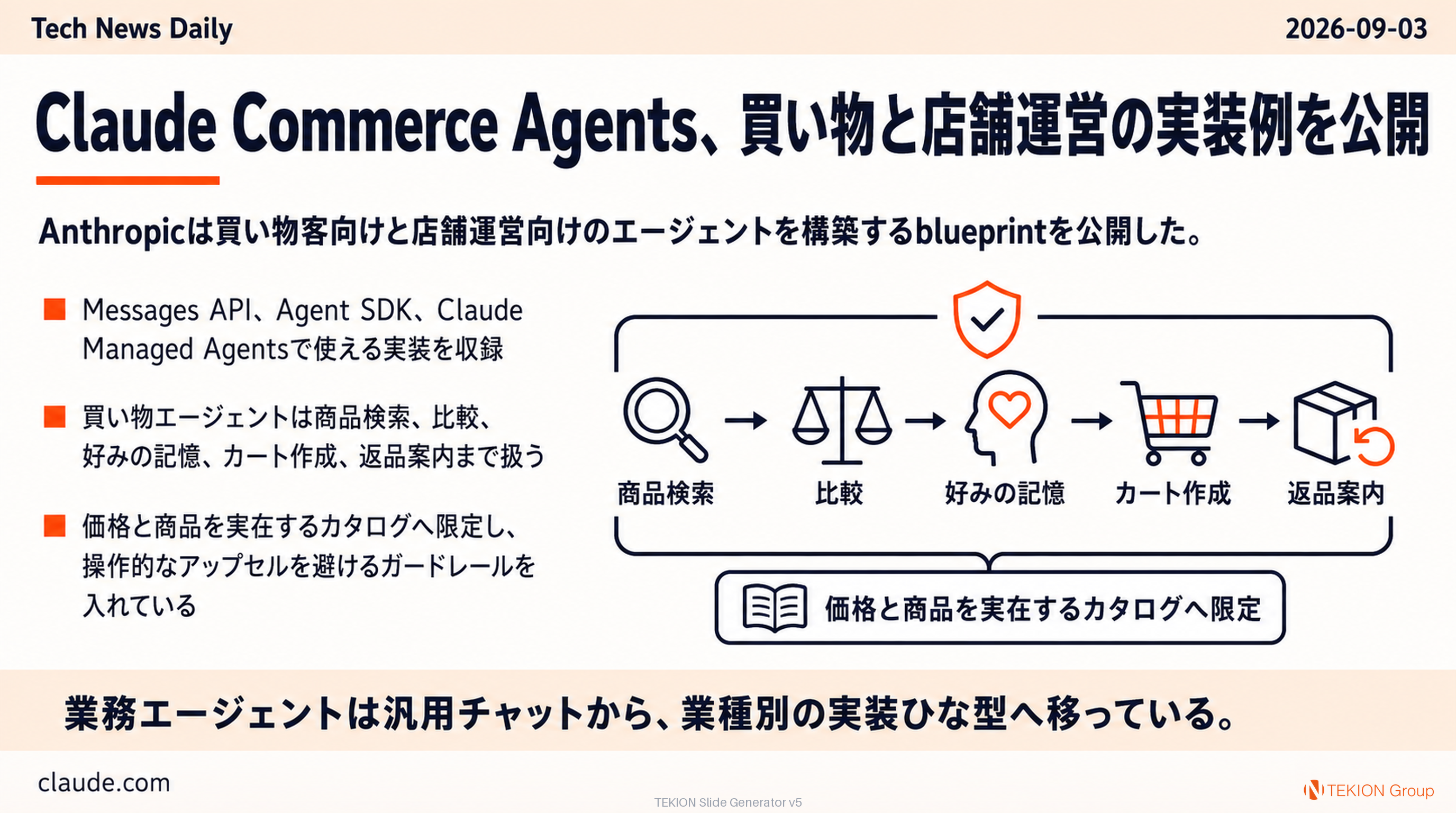 Claude Commerce Agents、買い物と店舗運営の実装例を公開