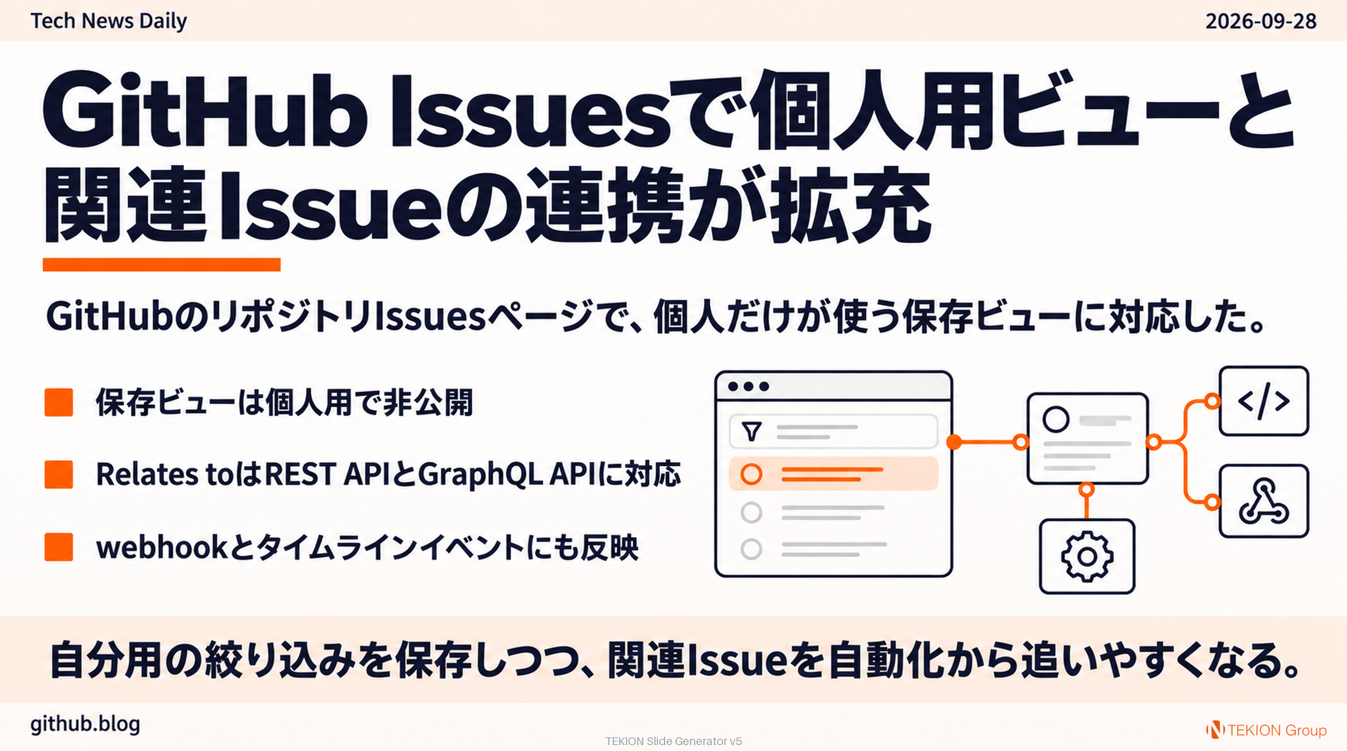 GitHub Issuesで個人用ビューと関連Issueの連携が拡充