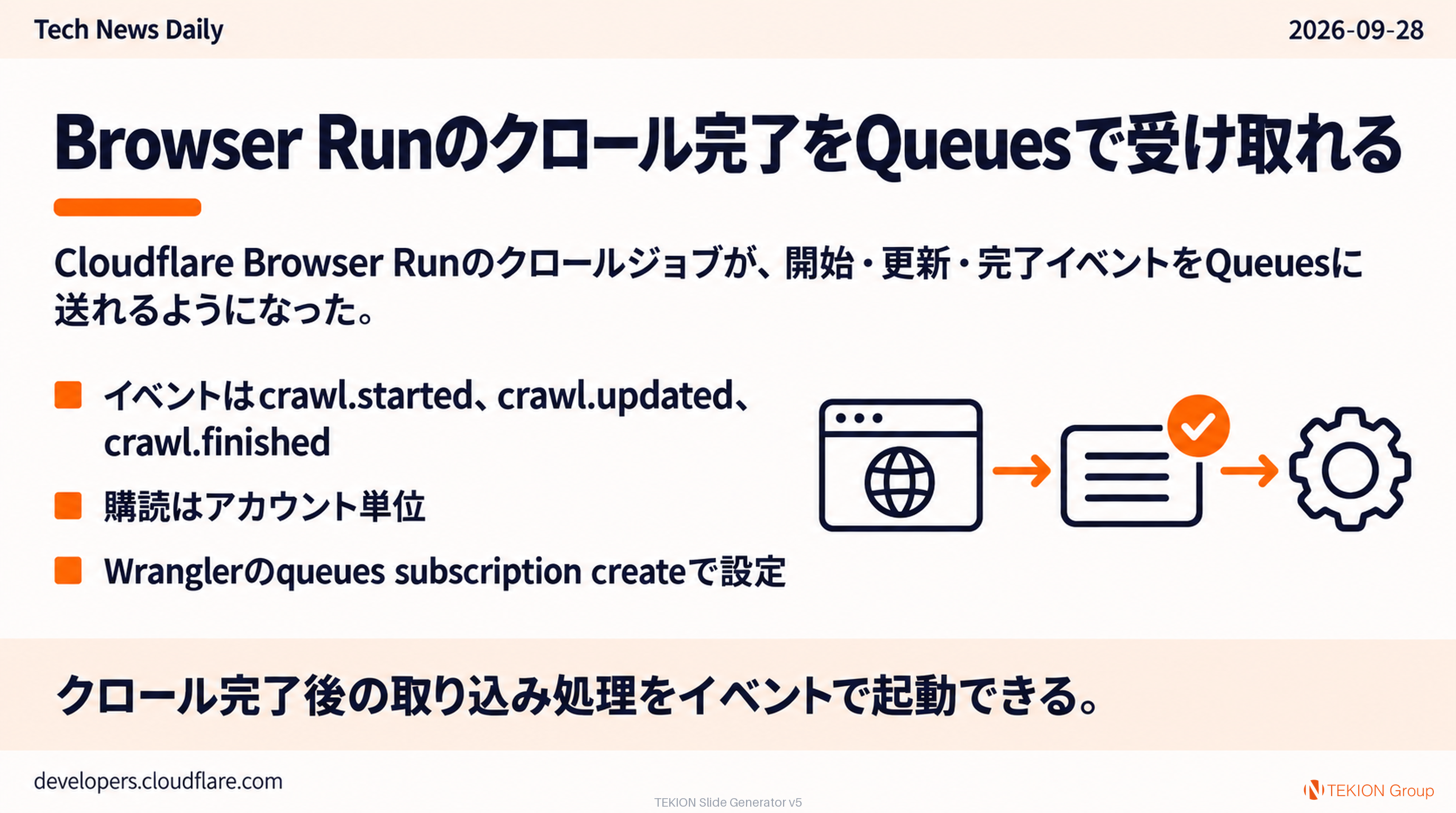 Browser Runのクロール完了をQueuesで受け取れる