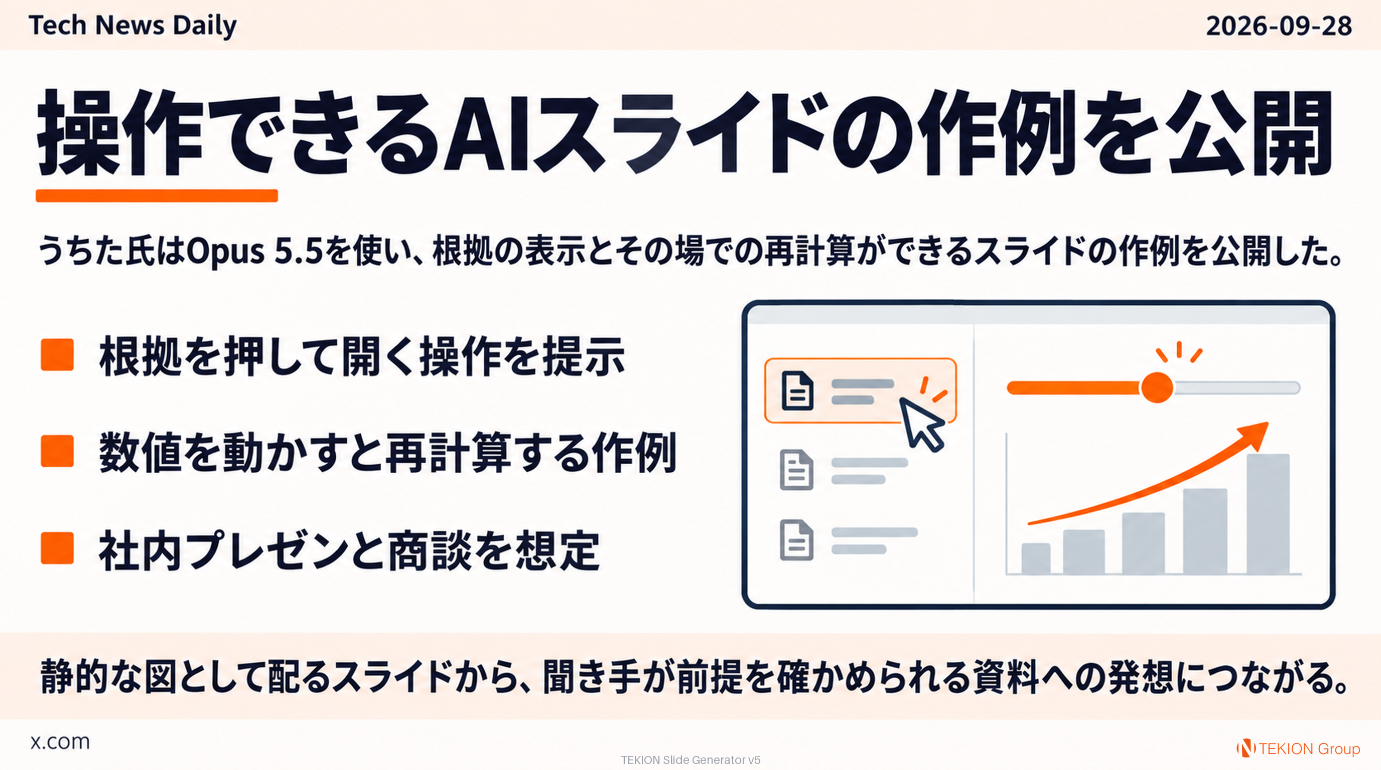 操作できるAIスライドの作例を公開