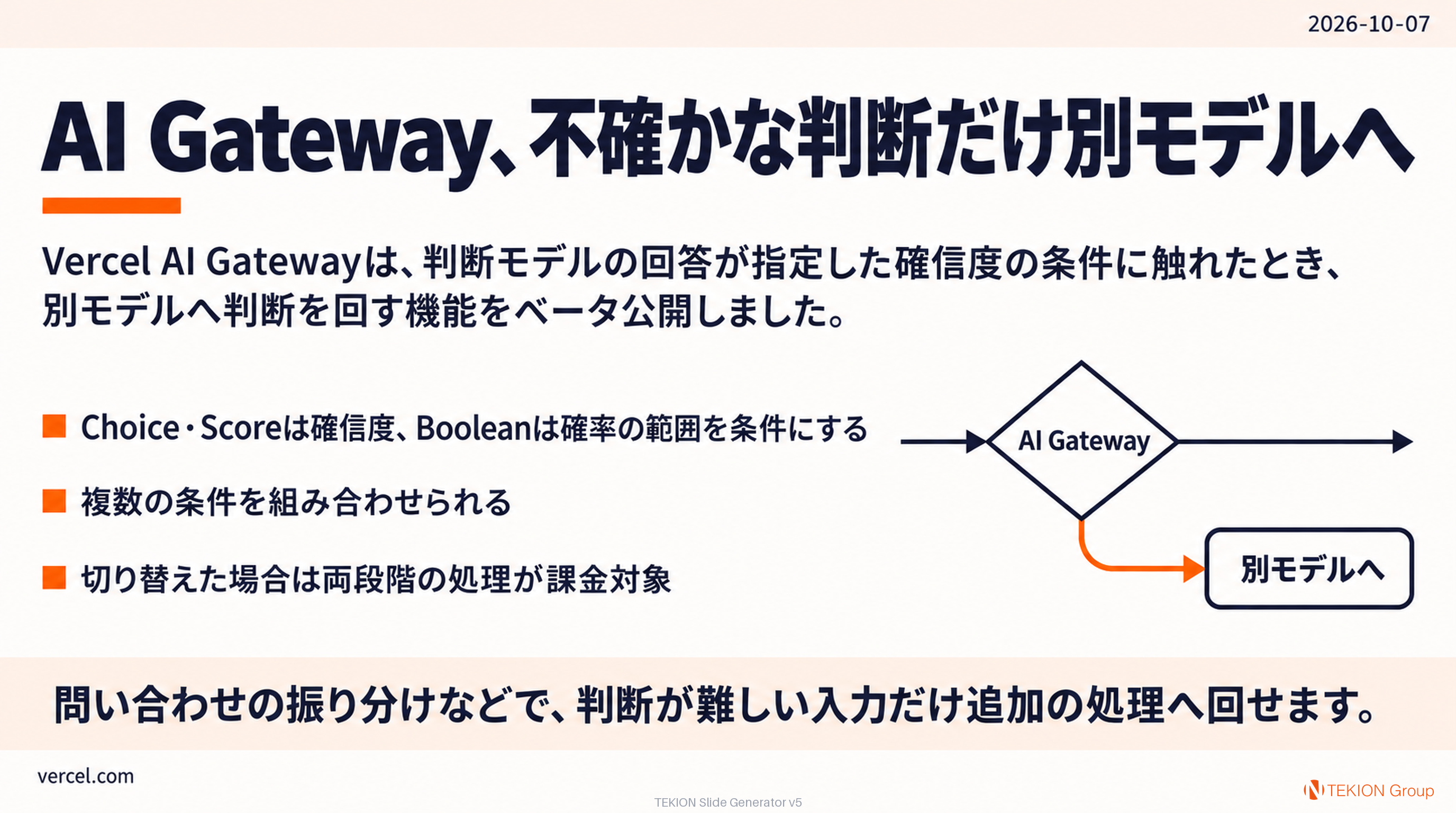 AI Gateway、不確かな判断だけ別モデルへ