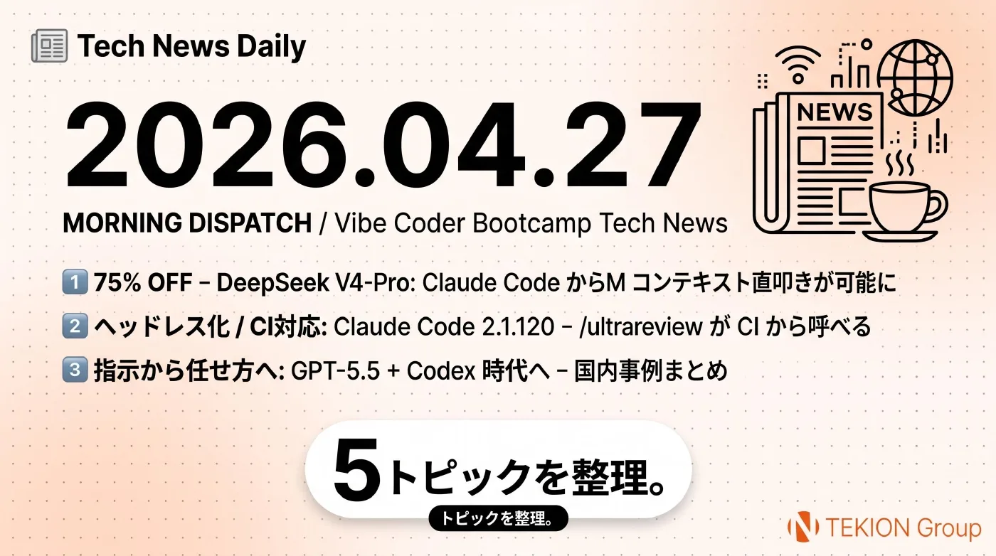 2026-04-27 AIエージェントニュース スライド1/7