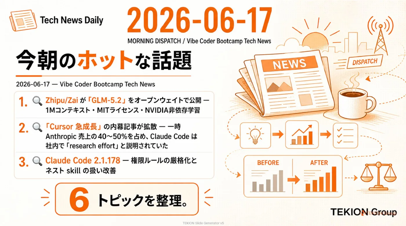 2026-06-17 AIエージェントニュース スライド1/8