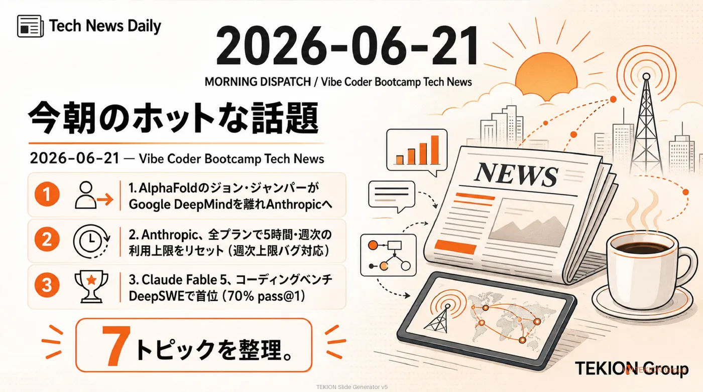 2026-06-21 AIエージェントニュース スライド1/9