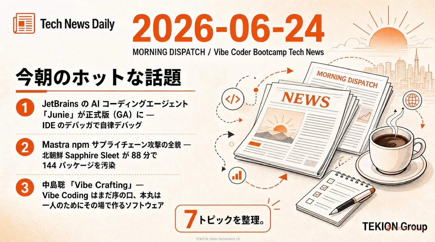2026-06-24 AIエージェントニュース スライド1/9
