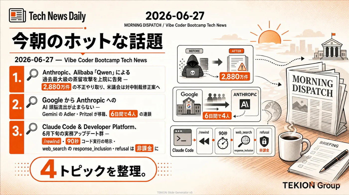 2026-06-27 AIエージェントニュース スライド1/6