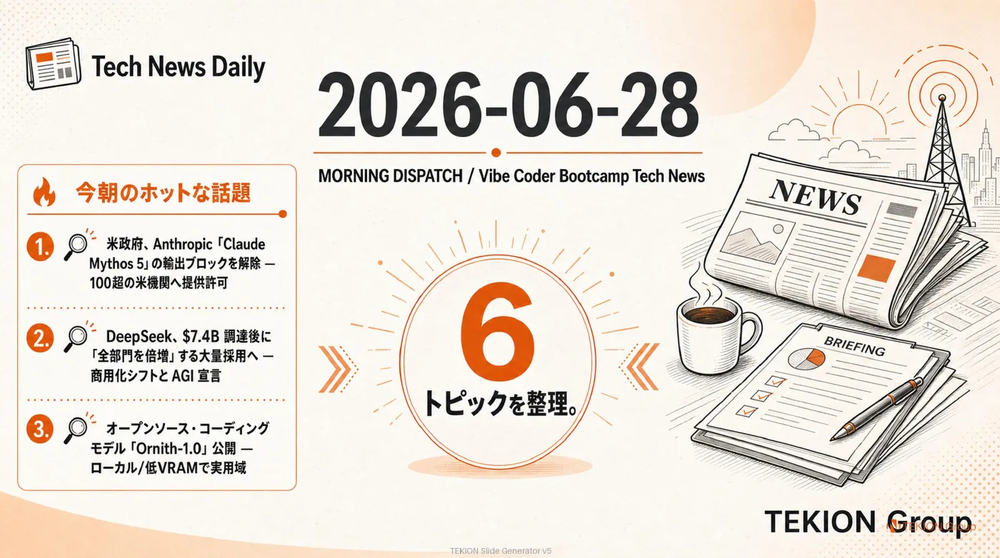 2026-06-28 AIエージェントニュース スライド1/8