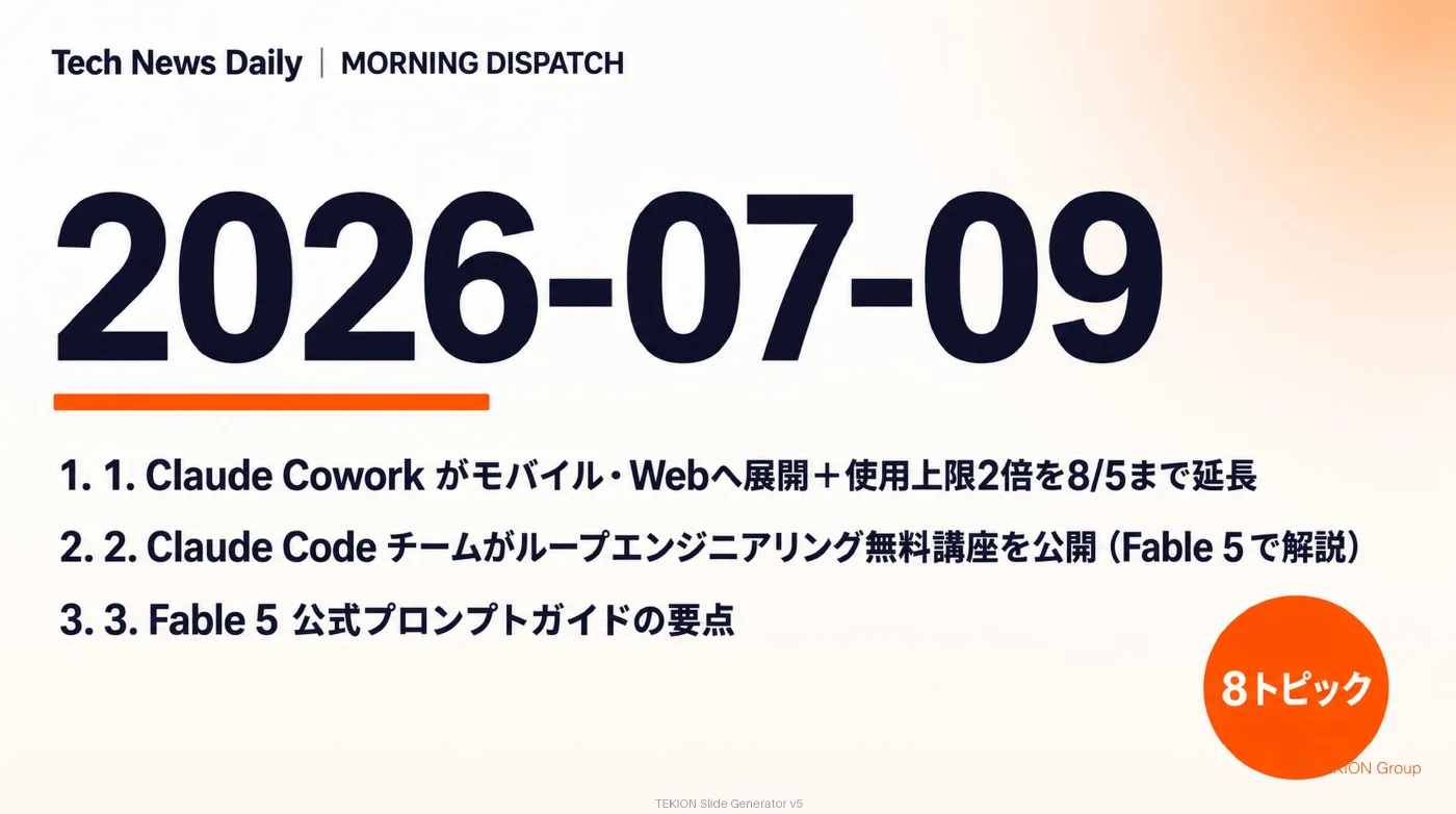 2026-07-09 AIエージェントニュース スライド1/10