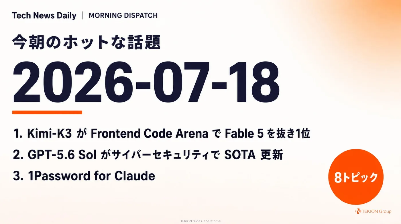 2026-07-18 AIエージェントニュース スライド1/10