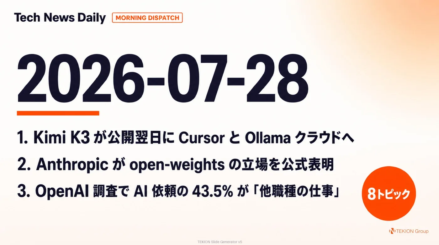 2026-07-28 AIエージェントニュース スライド1/10
