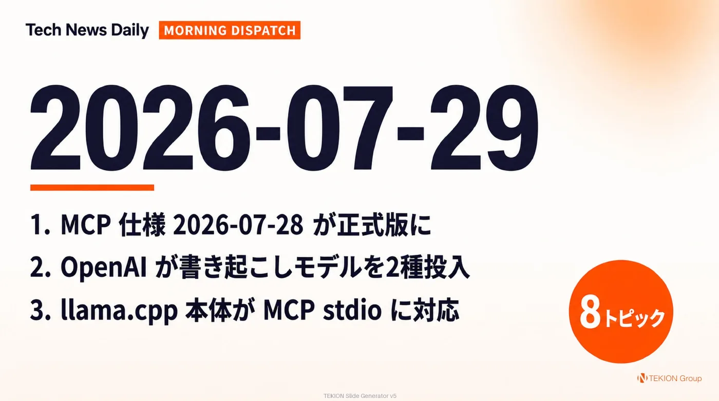 2026-07-29 AIエージェントニュース スライド1/10