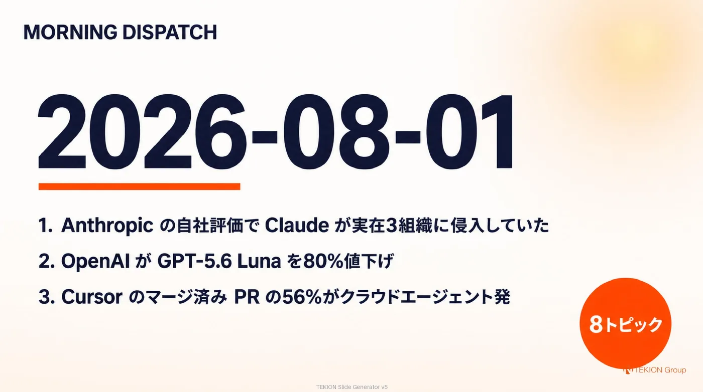 2026-08-01 AIエージェントニュース スライド1/10