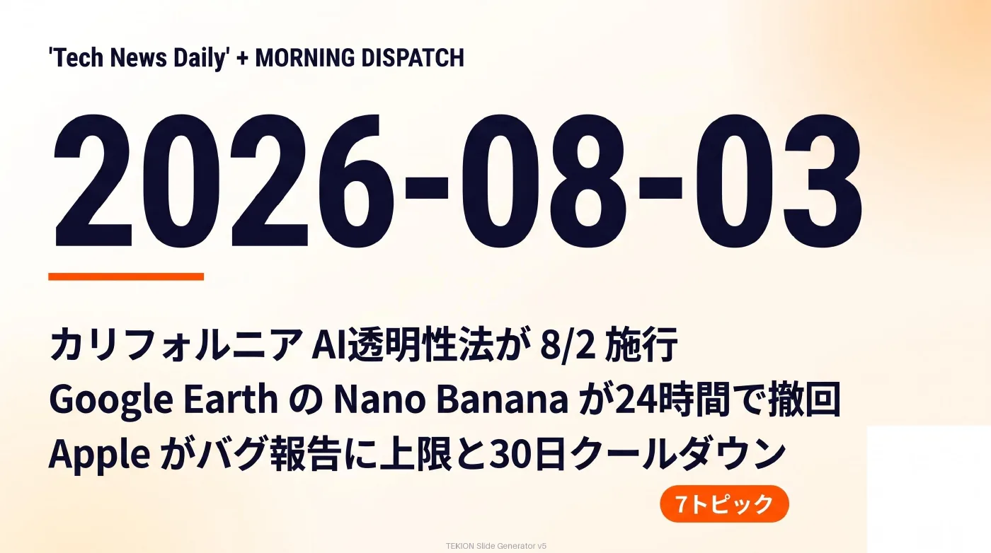 2026-08-03 AIエージェントニュース スライド1/9