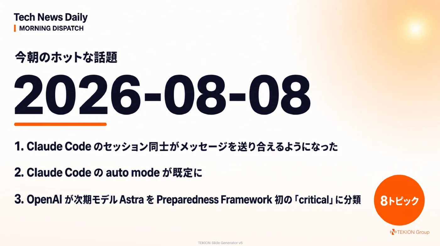2026-08-08 AIエージェントニュース スライド1/10