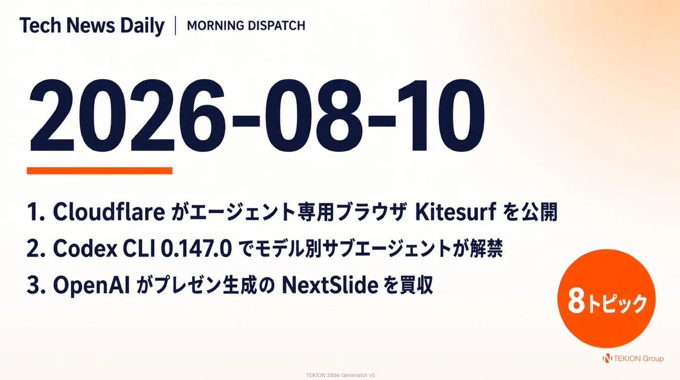 2026-08-10 AIエージェントニュース スライド1/10