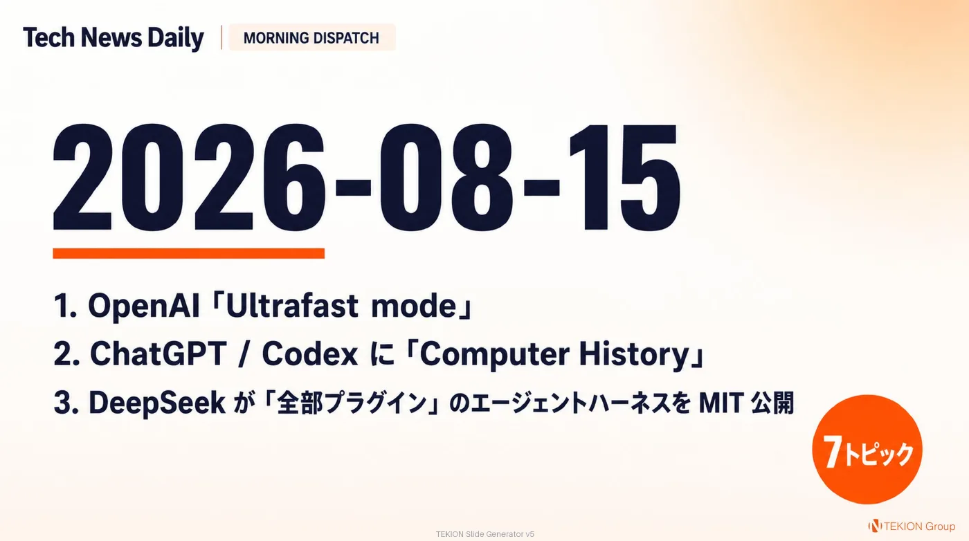 2026-08-15 AIエージェントニュース スライド1/9