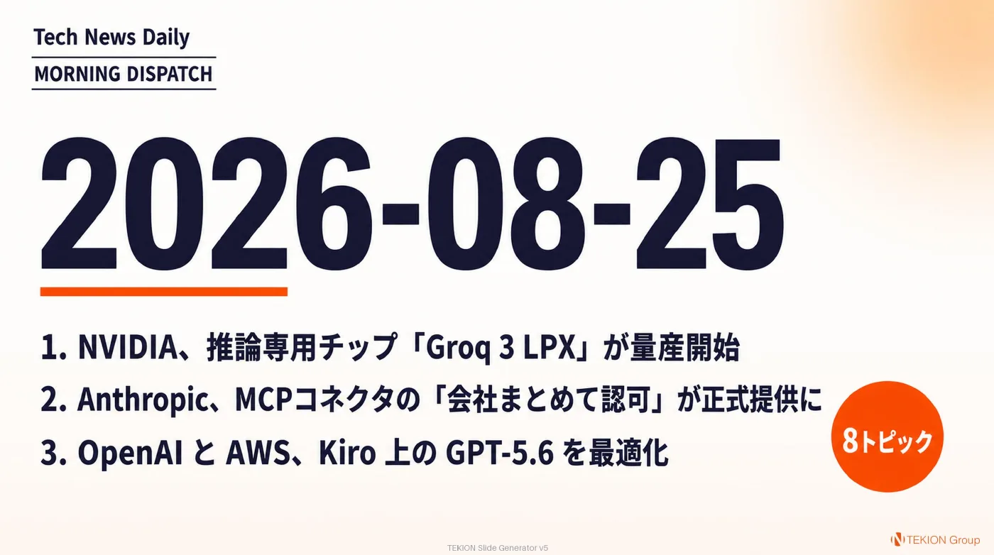 2026-08-25 AIエージェントニュース スライド1/10
