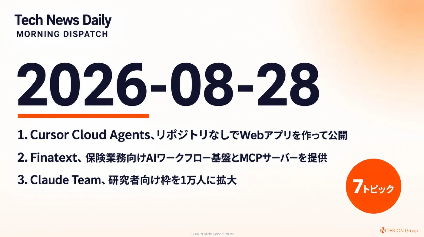 2026-08-28 AIエージェントニュース スライド1/9