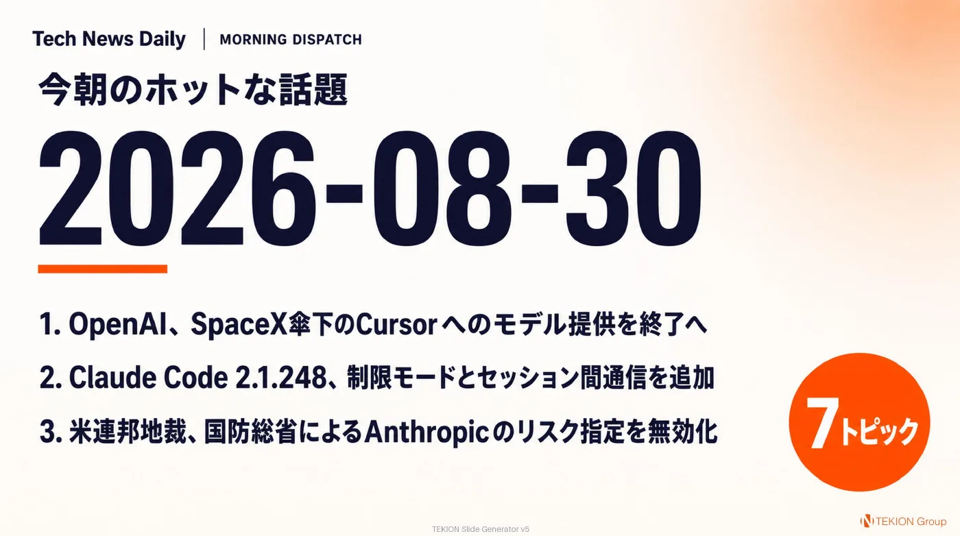 2026-08-30 AIエージェントニュース スライド1/9