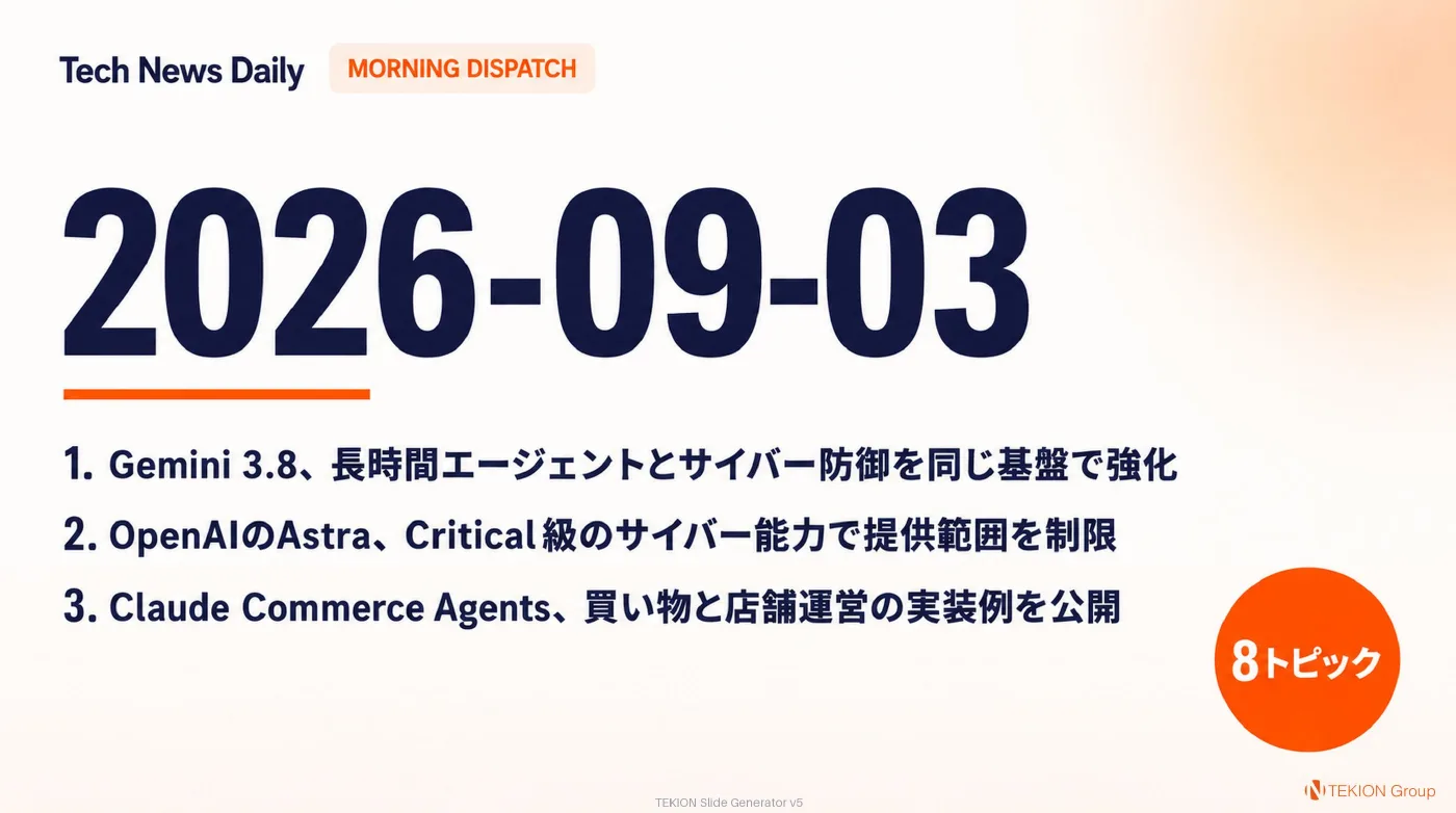 2026-09-03 AIエージェントニュース スライド1/10