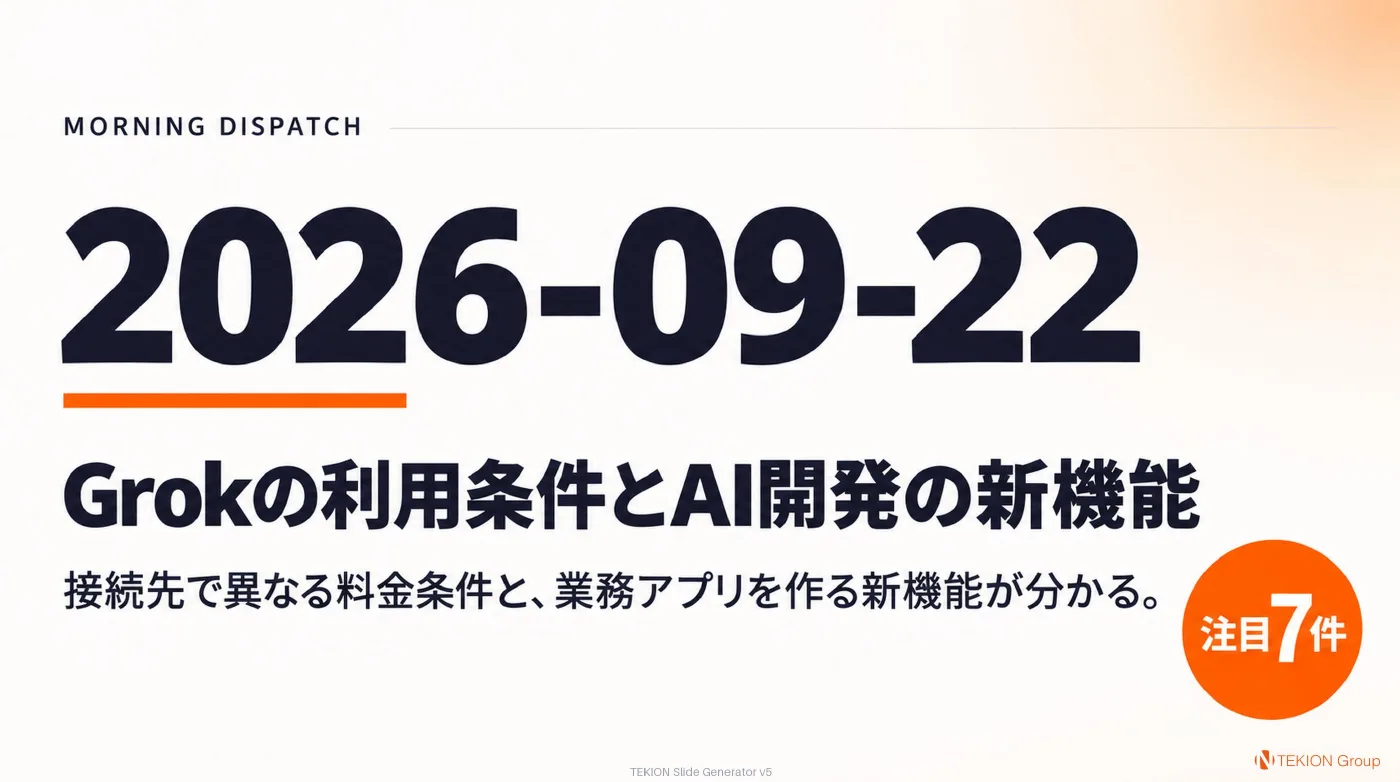2026-09-22 AIエージェントニュース スライド1/9