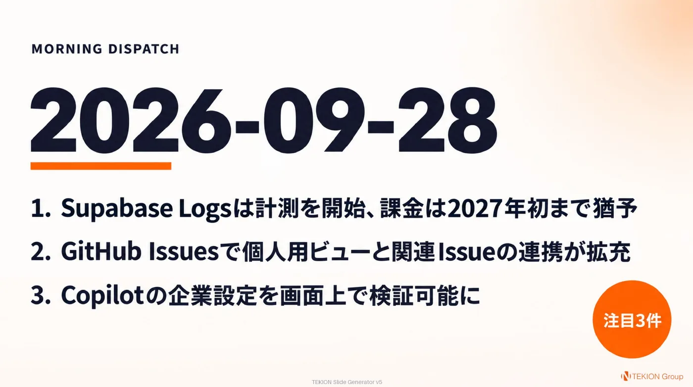 2026-09-28 AIエージェントニュース スライド1/10