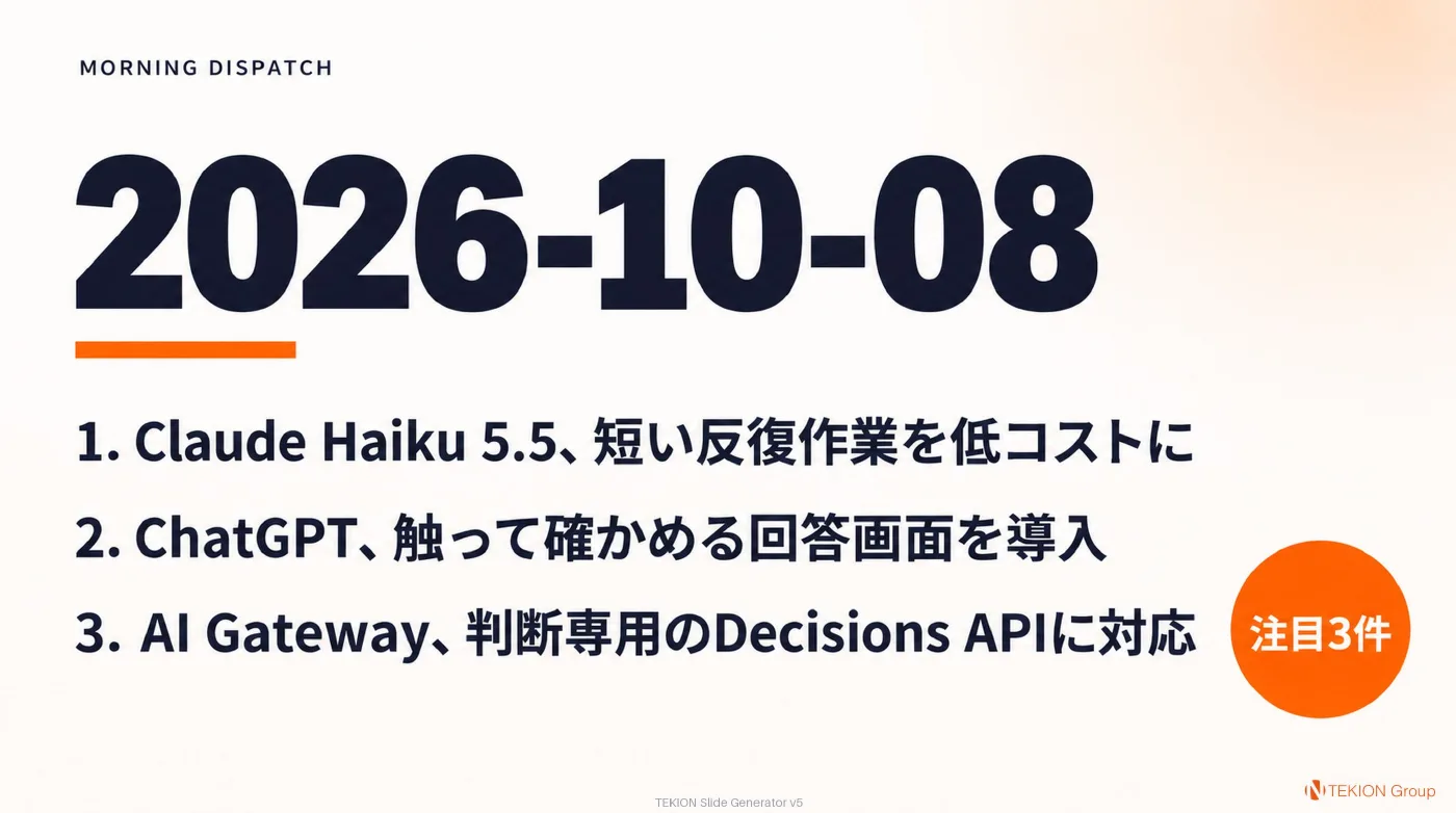 2026-10-08 AIエージェントニュース スライド1/8