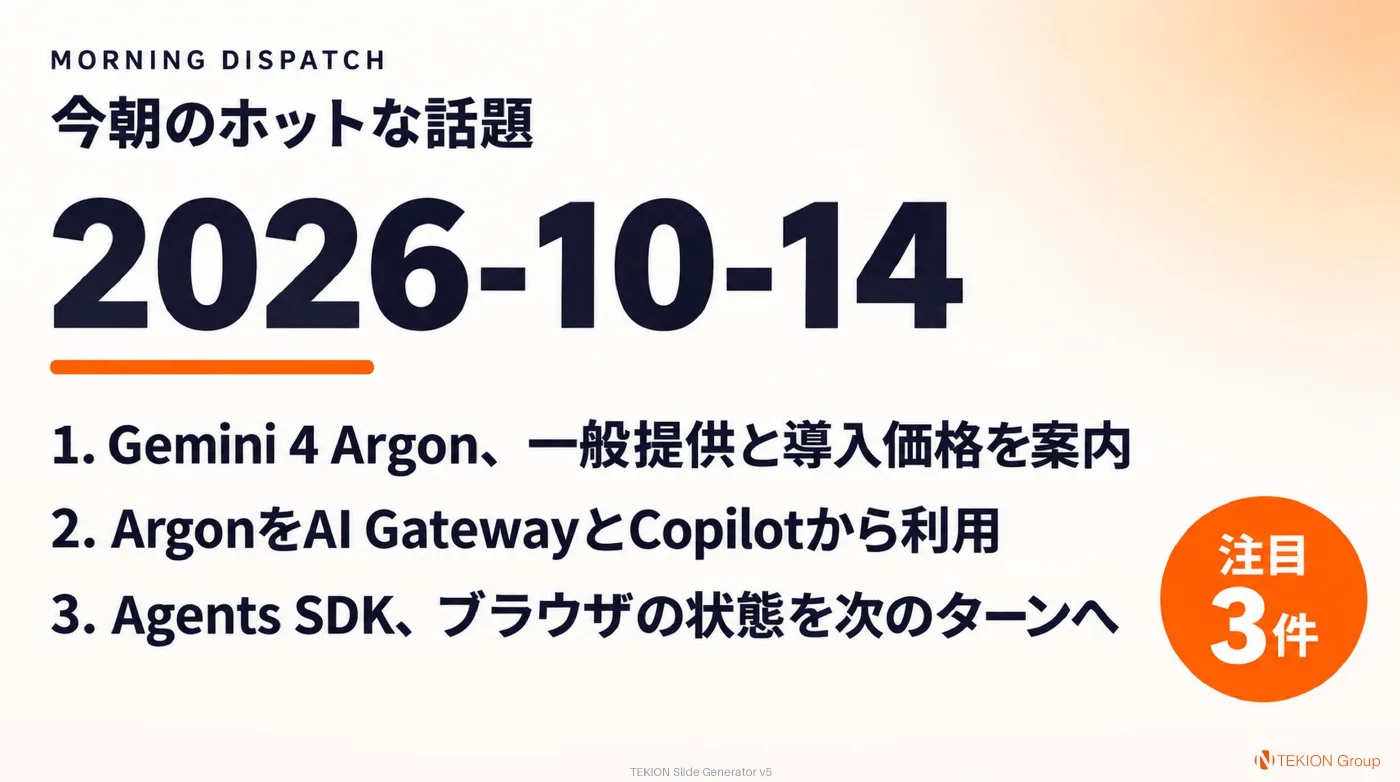 2026-10-14 AIエージェントニュース スライド1/9